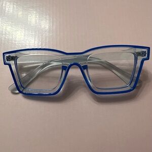 NWOT Anime Clear & Blue Square Frame Glasses